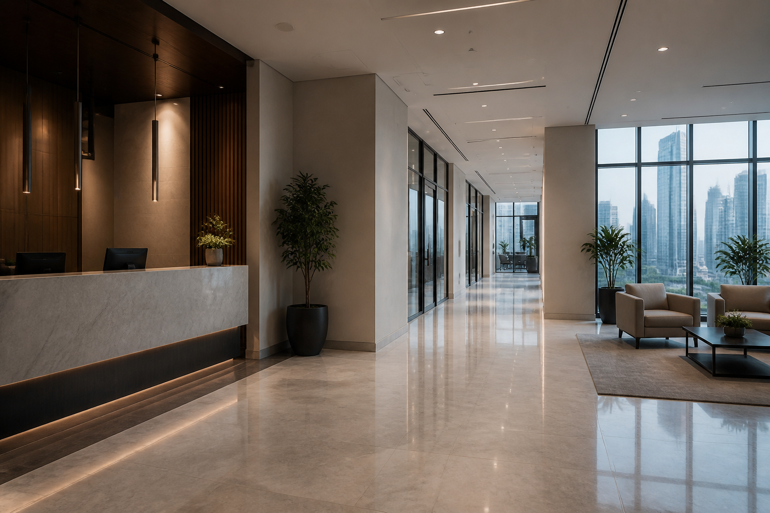 Modern Dubai commercial office reception